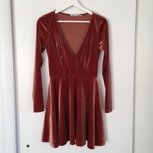 Burnt Orange Velvet Dress